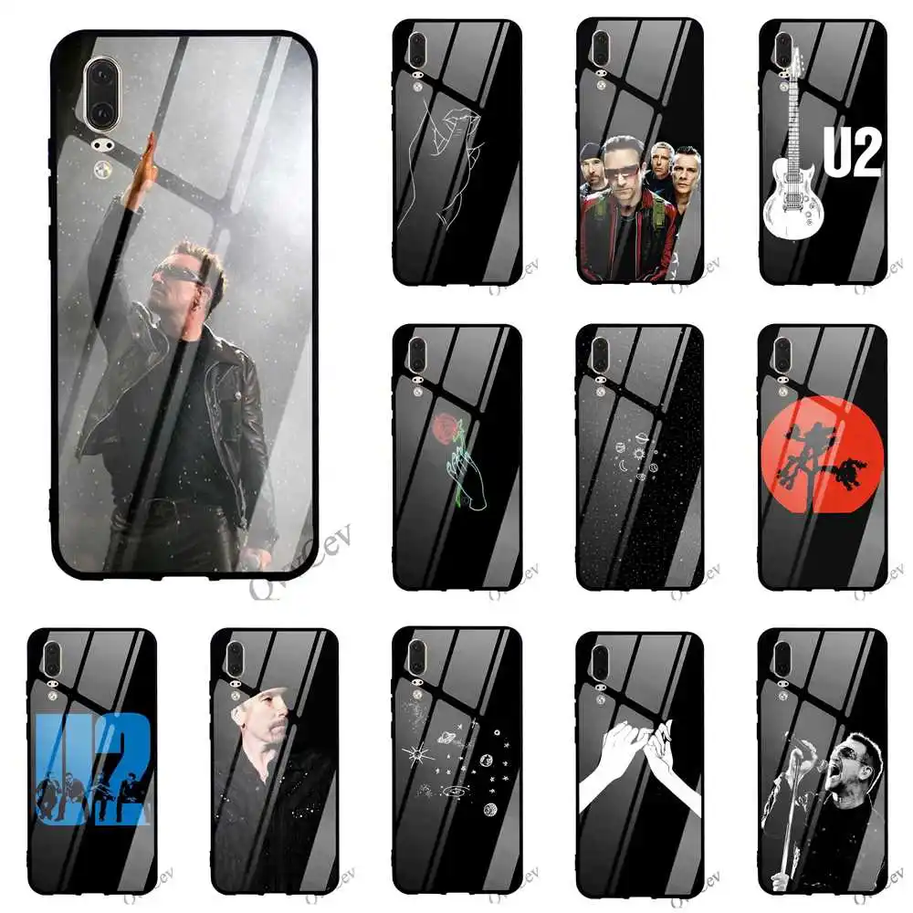 

Colorful U2 Bono The Edge Glass Phone Case for Huawei P20 Cover 10 7A Y6 Y9 Honor 9 P10 Lite P Smart Mate 20 Pro Cases Back