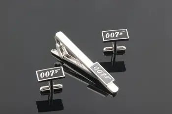 

10sets/lot Movie Superhero Series 007 Cufflinks &Tie Clip Set Copper Enamel James Bond Cuff Links+Tie Pin/Bar Set Men's Jewelry