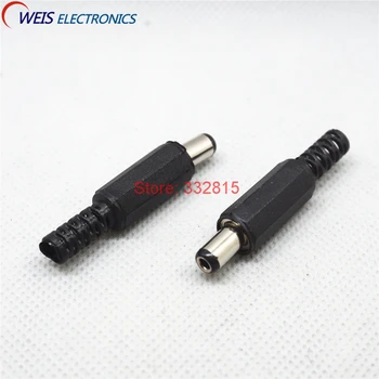 

100PCS 5.5 * 2.5mm MALE DC SOCKET Power Plugs wire bonding Connector needle length 9mm DC-005-2.5 Free shipping