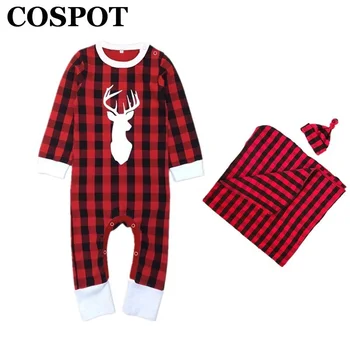 

Newborn Christmas Jumpsuit Swaddle Blankets Red Plaid Blanket+Hat+ Rompers Bebes Baby Boy Girl Christmas Pajamas for New Year 35