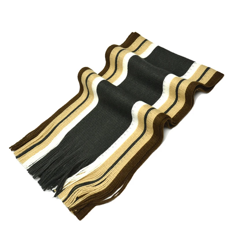 Зимний шарф мужчины полосатый хлопок шарф женский и мужской бренд шаль wrap вязать кашемир bufandas Полосатый шарф с кистями