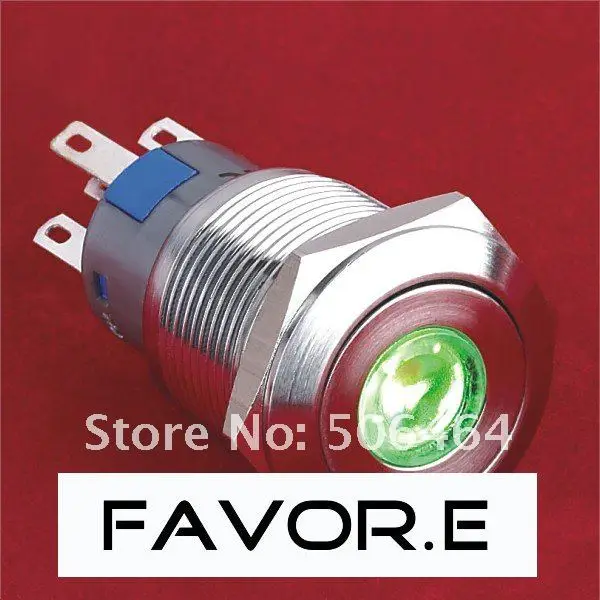 

* Stainless steel 19mm IP67 5A/250VAC dot illuminated 2NO 2NC Momentary metal LED light Switch Flat round
