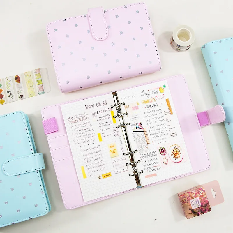 Image Refillable Dokibook Macaron Pink Mint Planner travel Journal Kawaii Cute Notebook Filofax Agenda Organizer A5 A6