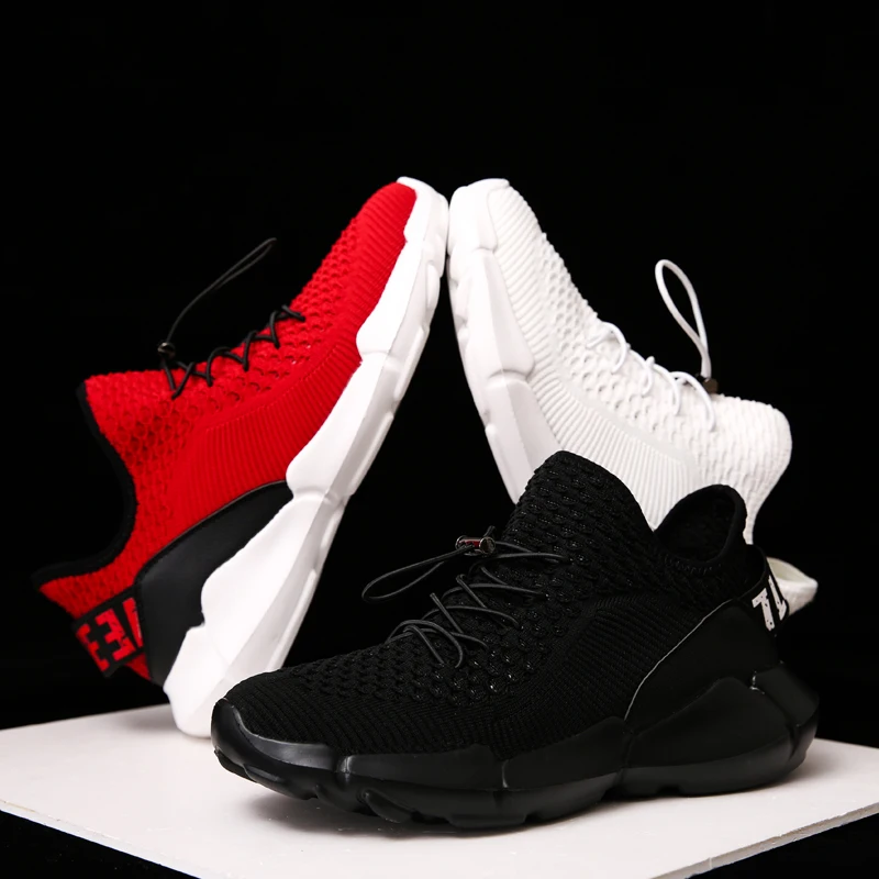 

2019 Casual Shoes Men Breathable Mesh Running Shoe Sneakers Male Boosts Lightweight Jogging Homme Sports /Red Trainers