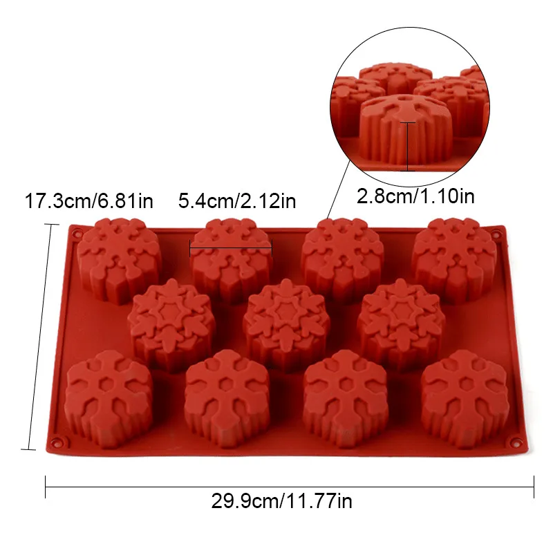 Delidge 1 шт. 11 отверстий Рождественская Силиконовая Снежинка Форма для торта 3D Кекс желе пудинг печенье Маффин мыло Производитель DIY Инструменты для выпечки