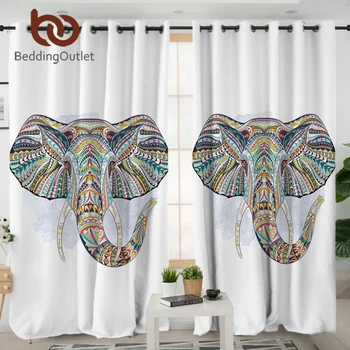 

BeddingOutlet Elephant Bedroom Curtain Bohemia Blackout Living Room Curtains Colorful Print Drapes 1 Piece rideaux Dropship