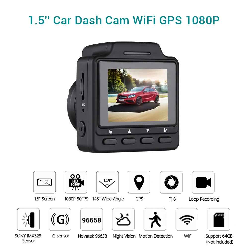  WonVon Car DVR GPS WIFI IMX323 Dash Cam Full HD 1080P Car Camera Dashcam Night Vision Black Box G-S
