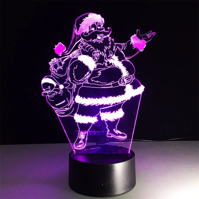 7 Color Changing 3D Optical Illusion Christmas Tree Santa Claus LED