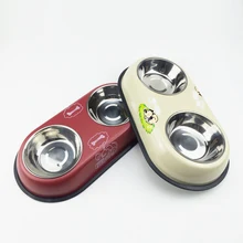 Stainless steel double bowl dog pet cat labrador puppy bowl basin