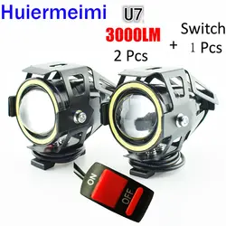 Huiermeimi 1 пара Moto rcycle светодиодные фары 3000lm Moto Spotlight 125 Вт 12 В U5 u7 LED Moto rbike вождения головного света Декоративные светильники