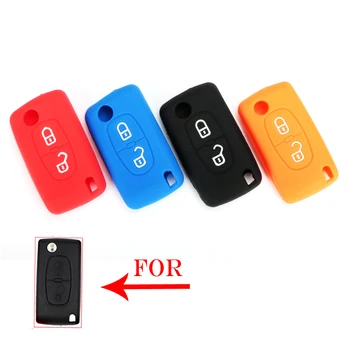 

LIN&GUO Silicone Remote Car Key Case Key cover for Peugeot 208 207 3008 308 508 408 2008 407 307 206 2 Button Citroen Sega C5