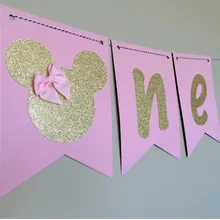 Ручной работы принцессы Минни Микки один стульчик для кормления баннер Луки заказ выберите ваш цвет девушка первый день рождения украшения