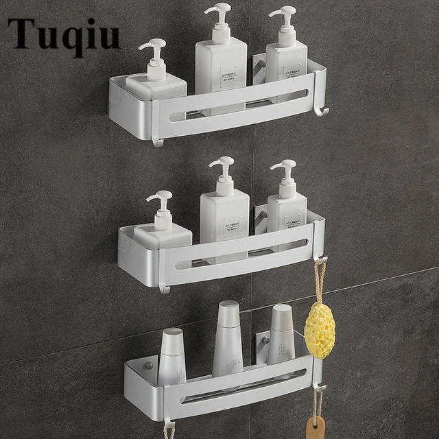 Wall Mounted Silver Bathroom Shelf Aluminum Alloy Shower Caddy Rack Bathroom  Accessories Shelves Bathroom Shampoo Holder - AliExpress