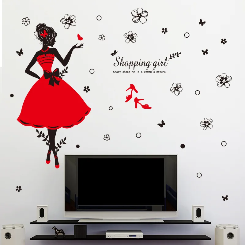 Butterfly Girl Wall Stickers Decor Living Room Bed...