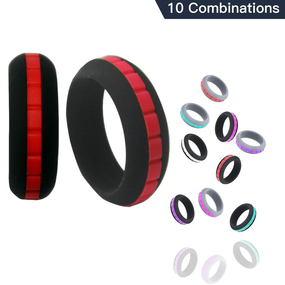 

10Color Combinations Silicone Ring For Men Women Can DIY Change Color Hypoallergenic Crossfit Flexible Sports Rubber Finger Ring