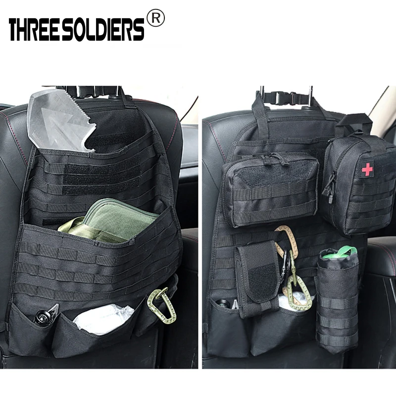 Три солдата тактические Молле автомобильное сиденье задняя панель автомобиля чехол-протектор на автомобильное сиденье Универсальный подходит для охоты аксессуары