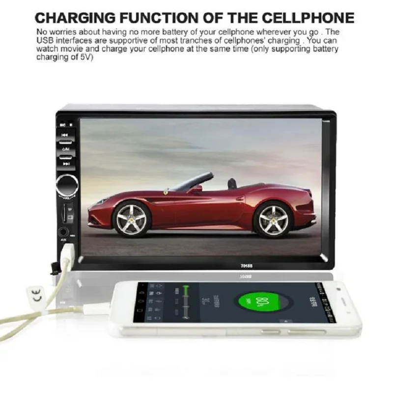 Автомобильный стерео MP5 плеер 7 в 2Din сенсорный экран fm-радио USB SD Bluetooth Камера jul13