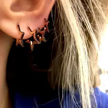 Звезда форма шпилька микро проложить Черный cz звезда серьги Новое поступление Высокое качество элегантность милая девочка Рождественский подарок