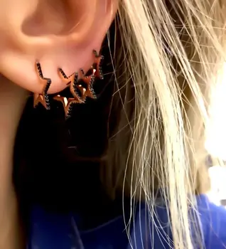 

star shape stud micro pave black cz star earring 2019 new arrive top quality wholesale elegance lovely girl christmas gift