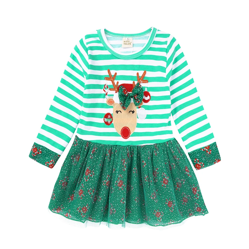 

2018 Design Girls Dress Deer Print Children Clothes Baby Dresses Long Sleeve Christmas Deer Dress for Girls VestidosDBD017