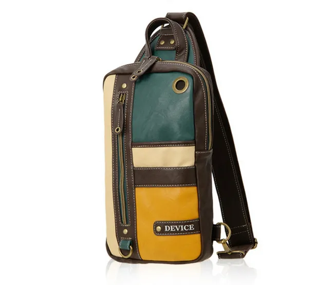 CrossCharm, мужская сумка из микрофибры, кожа, Кроссбоди, слинг, сумка через плечо, нагрудная сумка для мужчин, пэчворк, панелями, 40033 - Цвет: Green Yellow