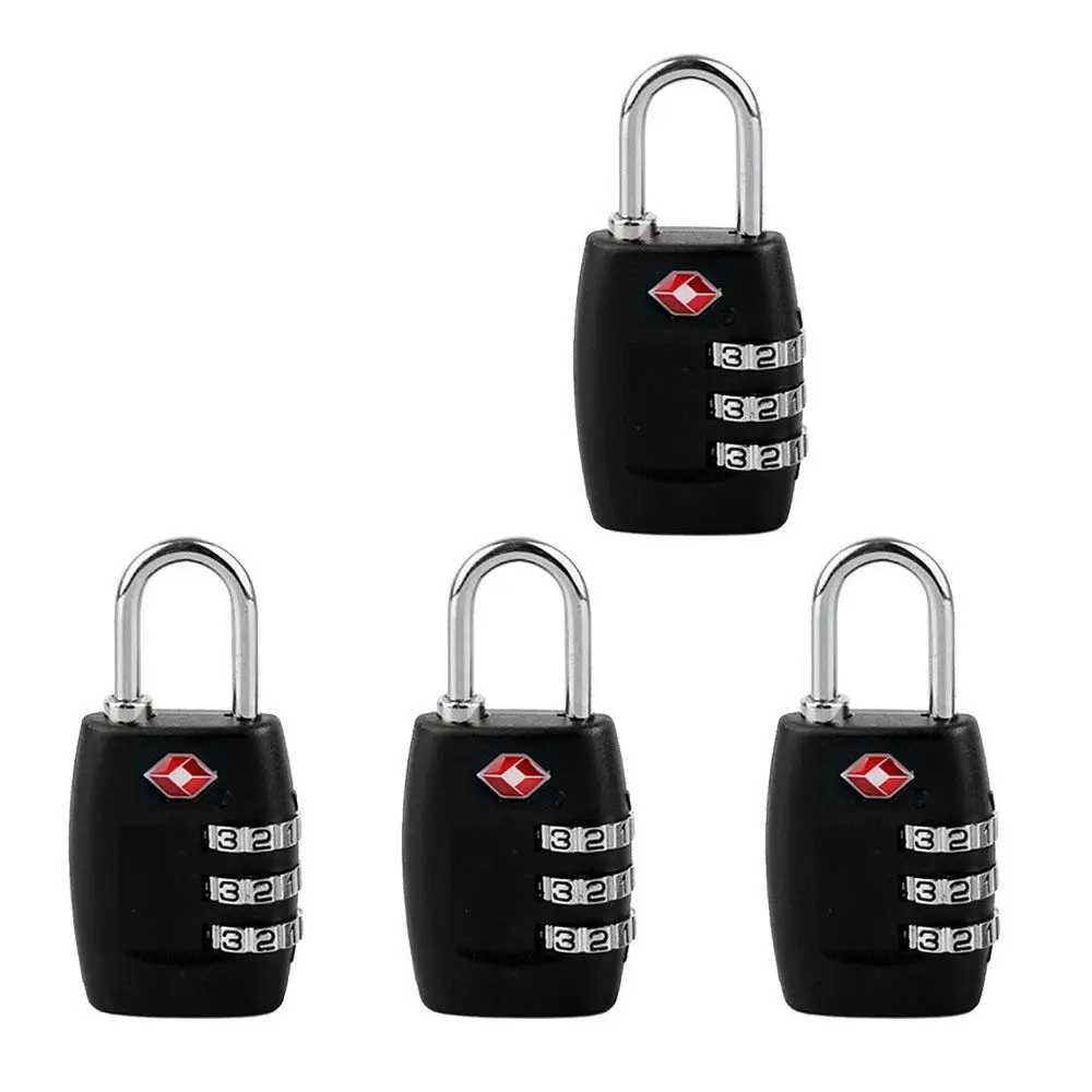 

4 PCS TSA 3 Digit Combination Lock Travel Luggage Suitcase Code Padlock