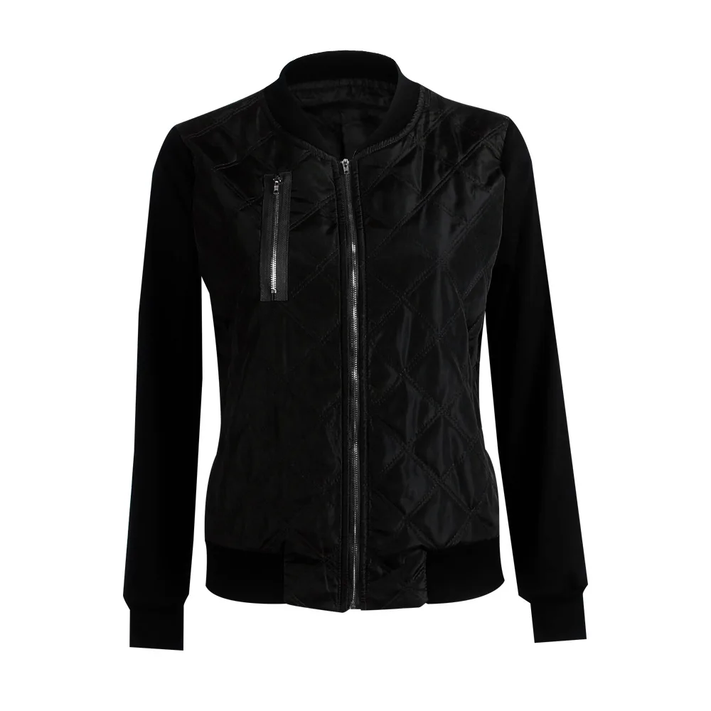 2017 Europe and the United States autumn and winter new solid color zipper jacket cotton jacket women jacket (8)