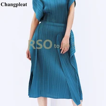 Changpleat сезон: весна–лето Для женщин юбки Miyak зимняя обувь со складками, дизайн с эластичной талией нерегулярные однотонные женские юбки S980