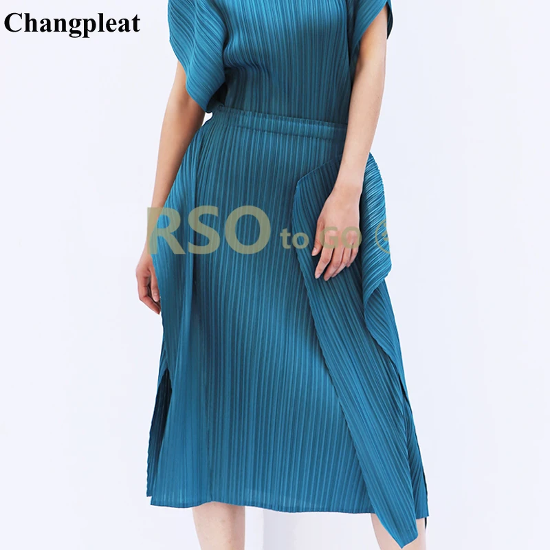 

Changpleat 2019 Spring Summer New Women Skirts Miyak Pleated Fashion Design elastic waist irregular Solid Female Skirt Tide S980
