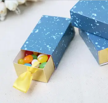 

8*5*2.8cm blue drawer Paper Candy Boxes Chocolate Packaging Box Gift Box For Guests Party Decoration Wedding Supplies
