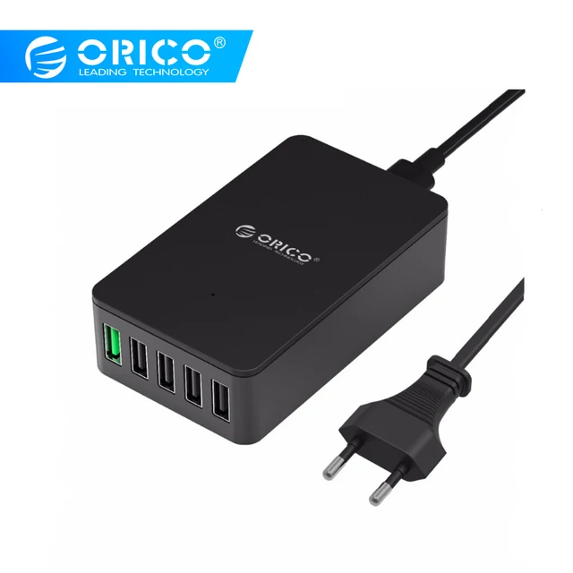 5 Порт Быстрое Зарядное Устройство, ORICO QSE-5U QC2.0 Зарядное 5V2. 4A/9V2A/12V1. 5A Настольный USB зарядное устройство для Почти Смартфонов ЕС/США Plug Черный