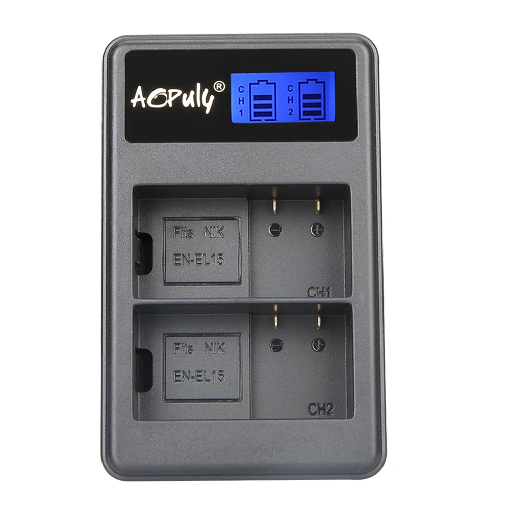 

AOPULY EN-EL15 LED Display Rechargeable Li-ion Battery Charger with USB Cable for Nikon 1 V1 D600 D610 D750 D800 D810 D810A ect