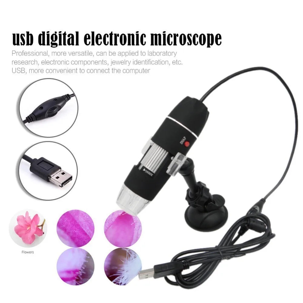 Портативный микроскоп 500X 1000X 1600X 8 светодиодный цифровой USB Лупа электронный