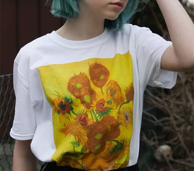 Женские футболки kuakuayu HJN Van Gogh с рисунком подсолнуха женские графическим Винсента