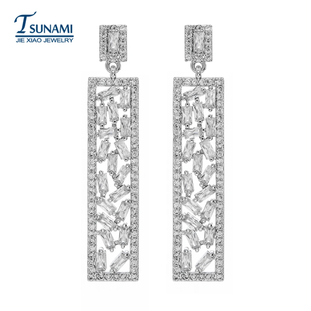 Роскошные Модные прямоугольные AAA циркониевые серьги это лучшее украшение-гвоздик для женщин друзей во всех случаях ER-153