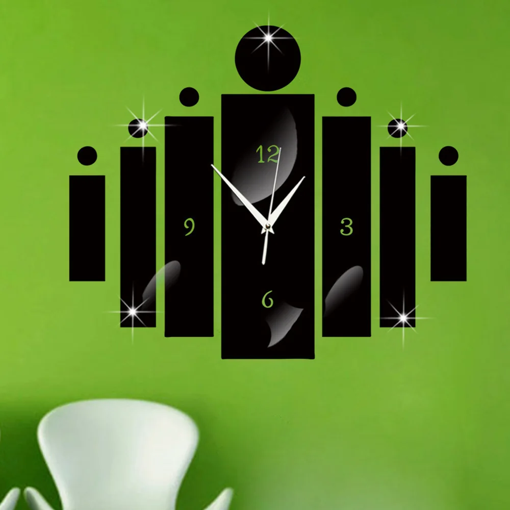 

Creative DIY 3D Acrylic Mirror Wall Clock Sticker Rectangular Quartz Wall Clocks Modern Home Decoration Living Room Stickers