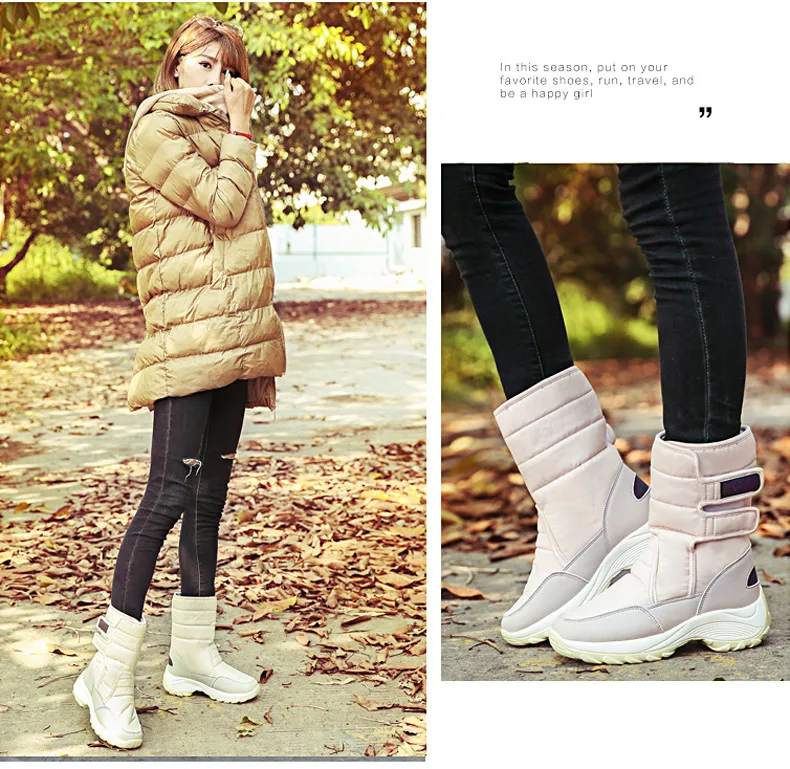 2019 Winter women snow boots women warm push ankle boots female high wedge waterproof Boots rubber hiking boots shoes (11)