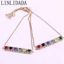 6 шт. модные регулируемые микро Pave CZ радуги для женщин девочек циркония Красочные вечерние цепи браслеты