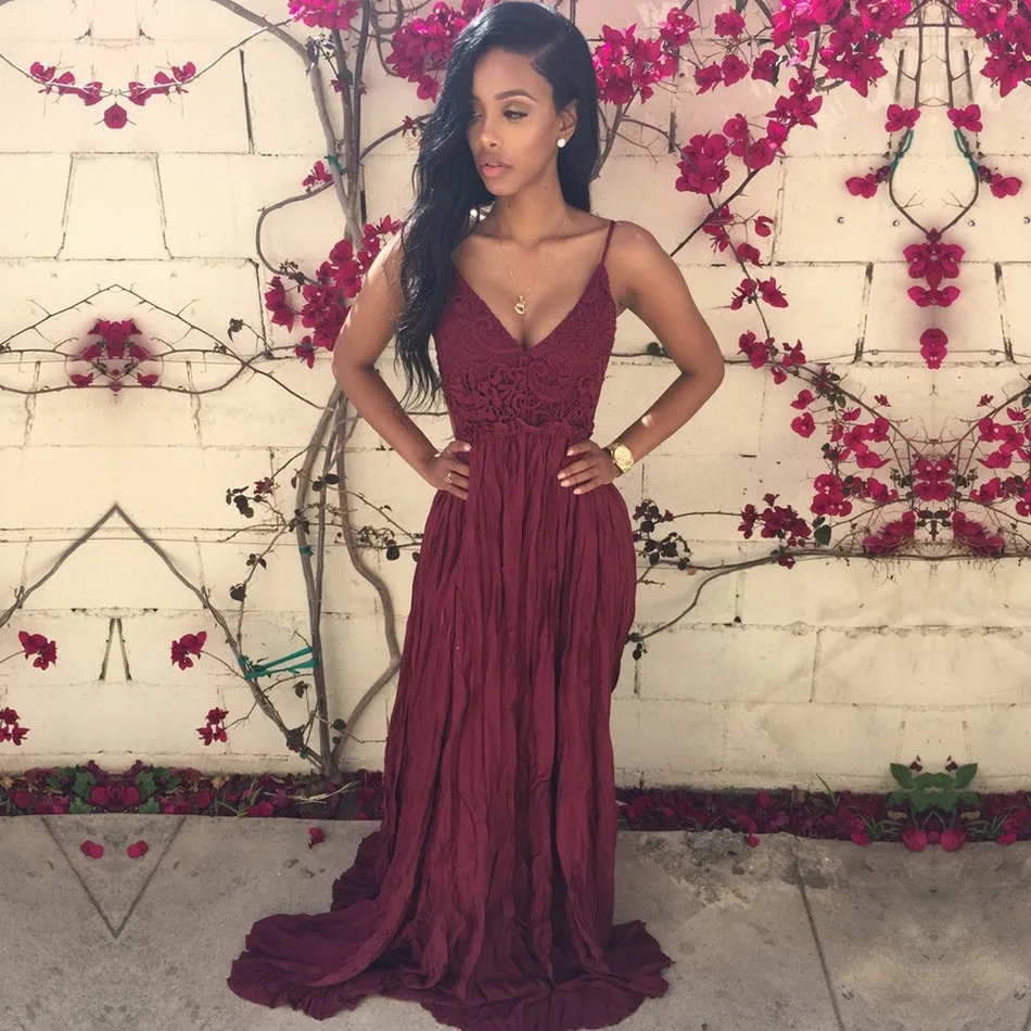maroon boho dress