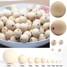 2-300 pcs 6/8/10/12/14/16/18/20/ 25/30mm Madeira Spacer Beads Redonda Cor Natural Eco Madeira Solto Bead DIY Fazer Jóias