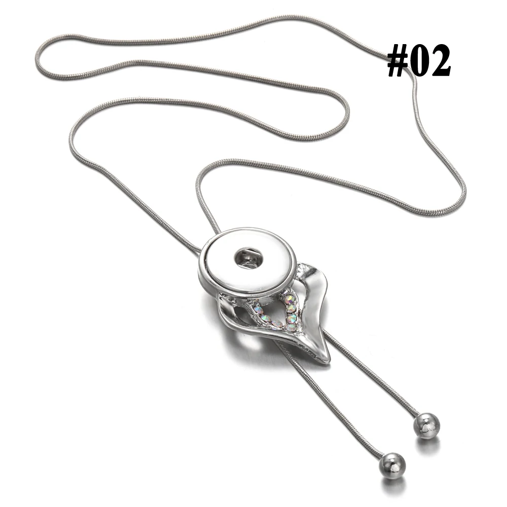

New Snaps Jewelry Tassel Snap Button Necklace Vintage Metal Long Chain Necklace Fit 18mm 20mm Snap Buttons