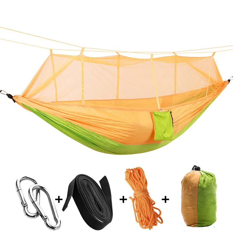 260x140cm Camping Hammock with Mosquito Net Double Travel Hanging Sleeping Bed Swing with Tree Straps for Travel Survival Garden outdoor furniture discount Outdoor Furniture