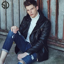 2017 New Style Men’s Hooded PU Leather Jacket Men Fashion Streetwear Coat Slim Fit PU Jacket Hat Detachable Free Shipping