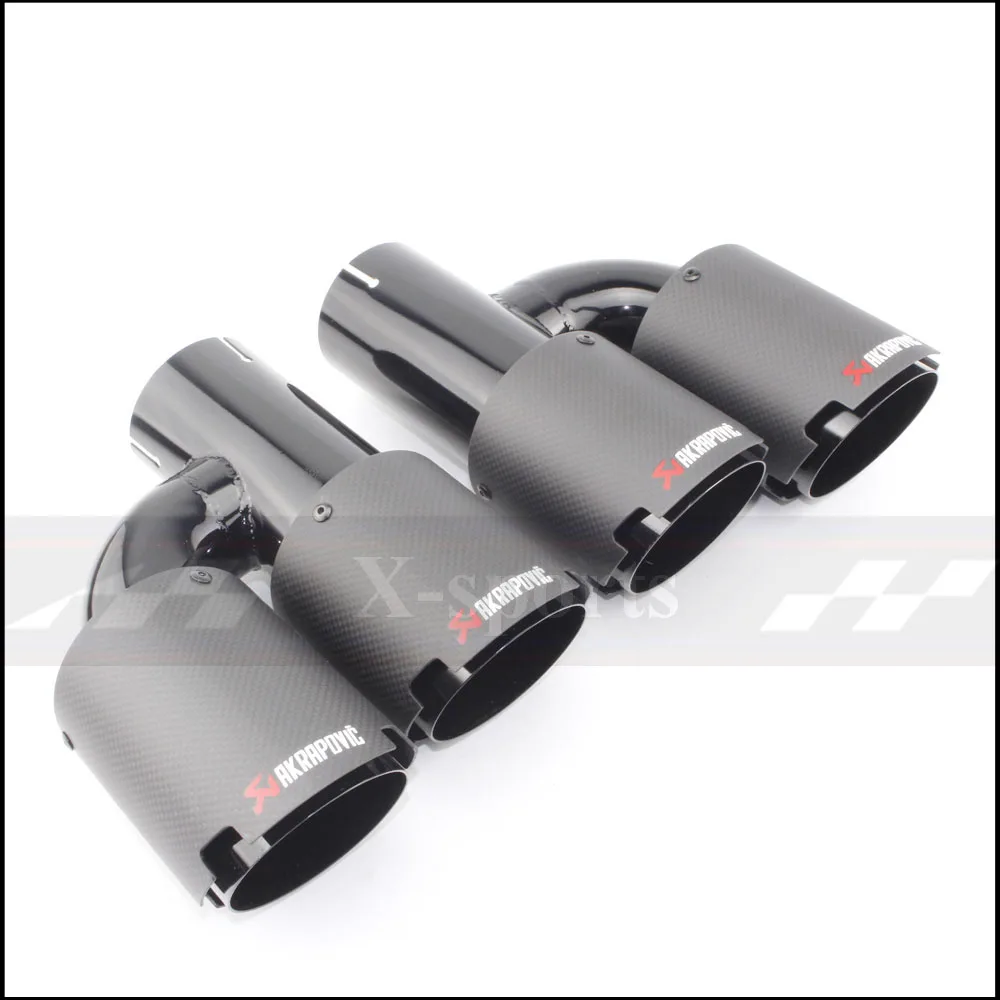 

Akrapovic Dumb Carbon Fiber Car Exhaust Pipe Muffler Tip Universal Stainless Steel Trim h Shaped 4 slot Black Free Shipping