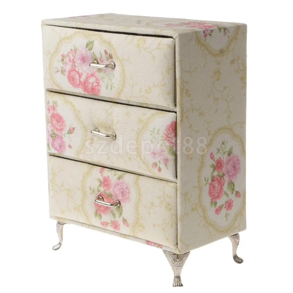 

Vintage Flower Print Mini Furniture Jewelry Storage Box Case Organizer Container Gift Decor