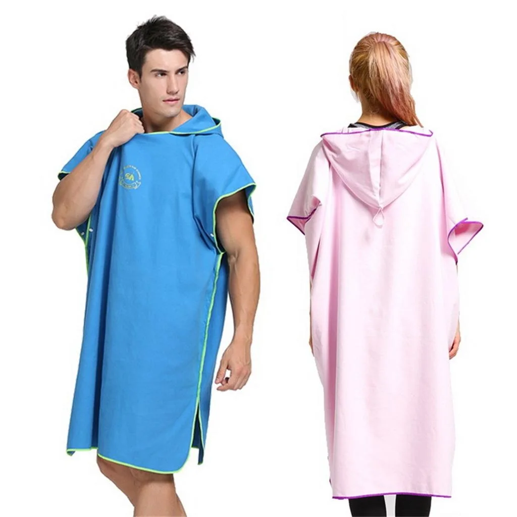 Unisex Mens Womens Surf Beach Swimming Poncho Wetsuit Changing Robe Towel & Hood for Swim Pool Kayak Kite Surf - Choose Colors