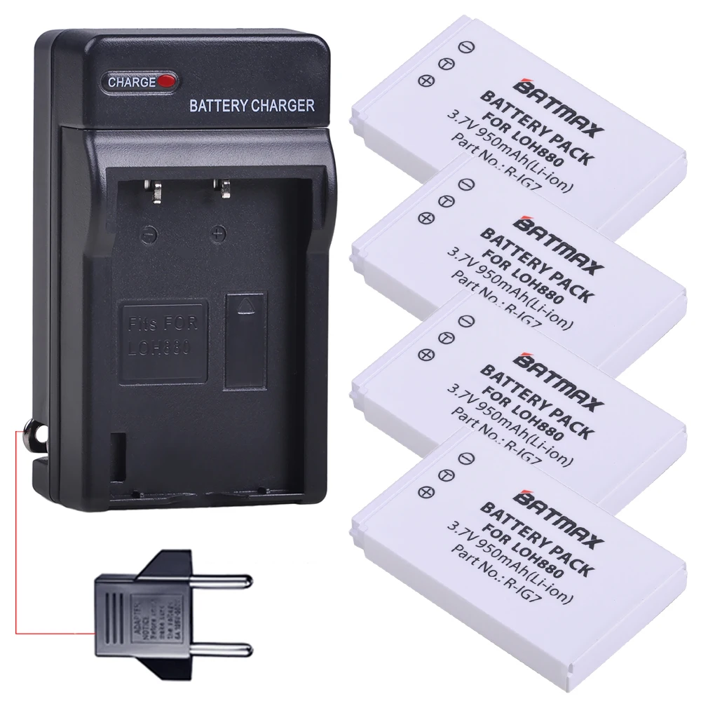 Batmax 4Pc R-IG7 Rechargeable Battery+Wall Charger for Harmony One LOH880 900 720 850 880 890 Pro H880 Universal Camera | Электроника