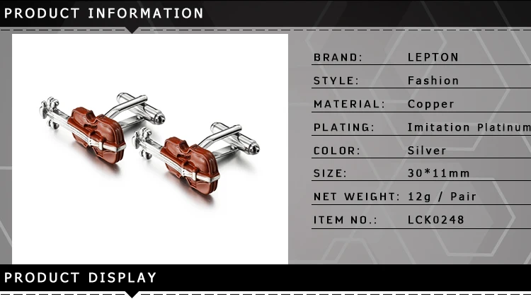 Лептон коричневый скрипки запонки мужские Бизнес Высокое качество классическая музыка запонки свадьба день рождения для человека Best подарок