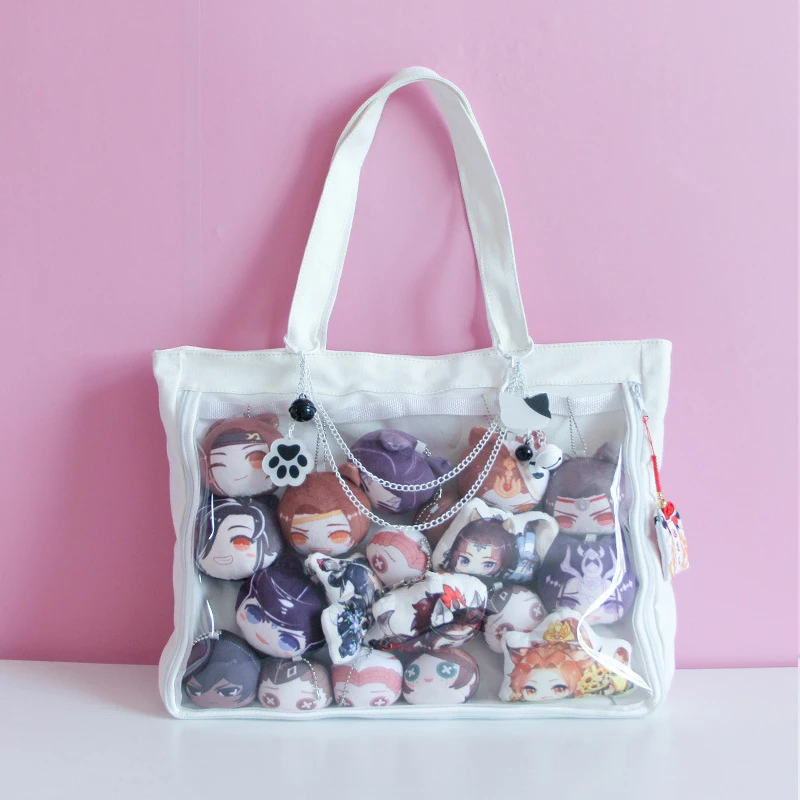 Japanese Wego Ita Bag Kawaii Transparent Window Canvas Handbag, Shoulder Bag with Candy Colors, Cute Kawaii Itabag image 3
