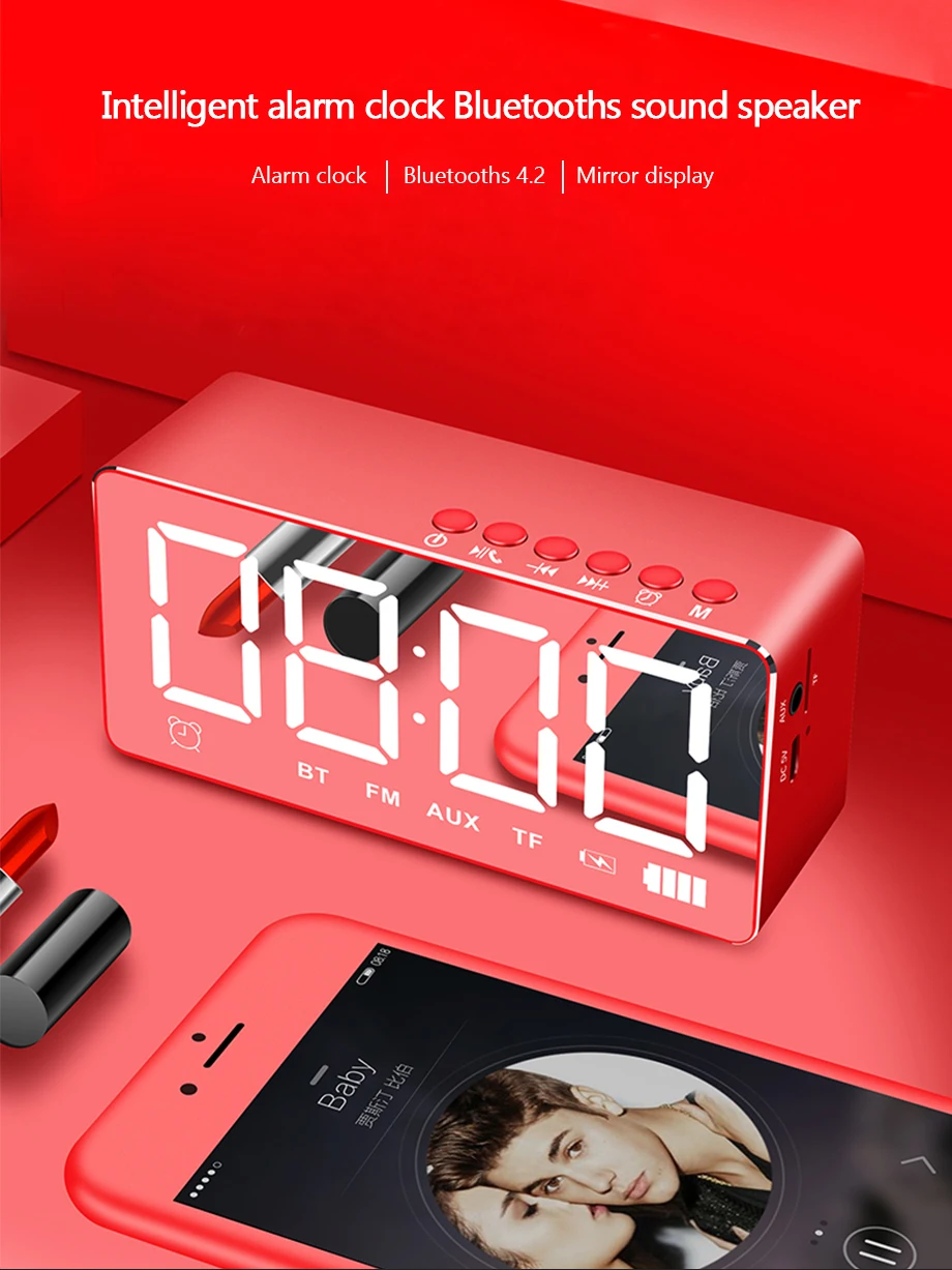 Oupushi Bluetooth Динамик будильник громкий Динамик